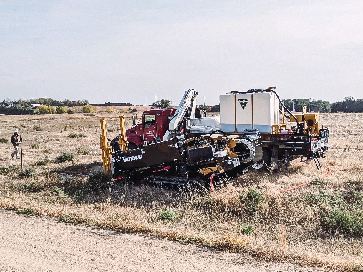 Dawson PPD recently invested in an underground boring machine to assist with line construction. The plan is to bore power lines underground when they cross major roads and intersections. This way, the power lines are not restricting large equipment or house move clearances.