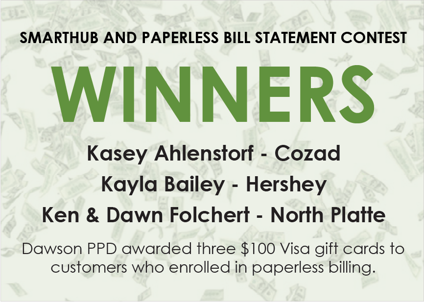 SmartHub and paperless bill statement contest winners