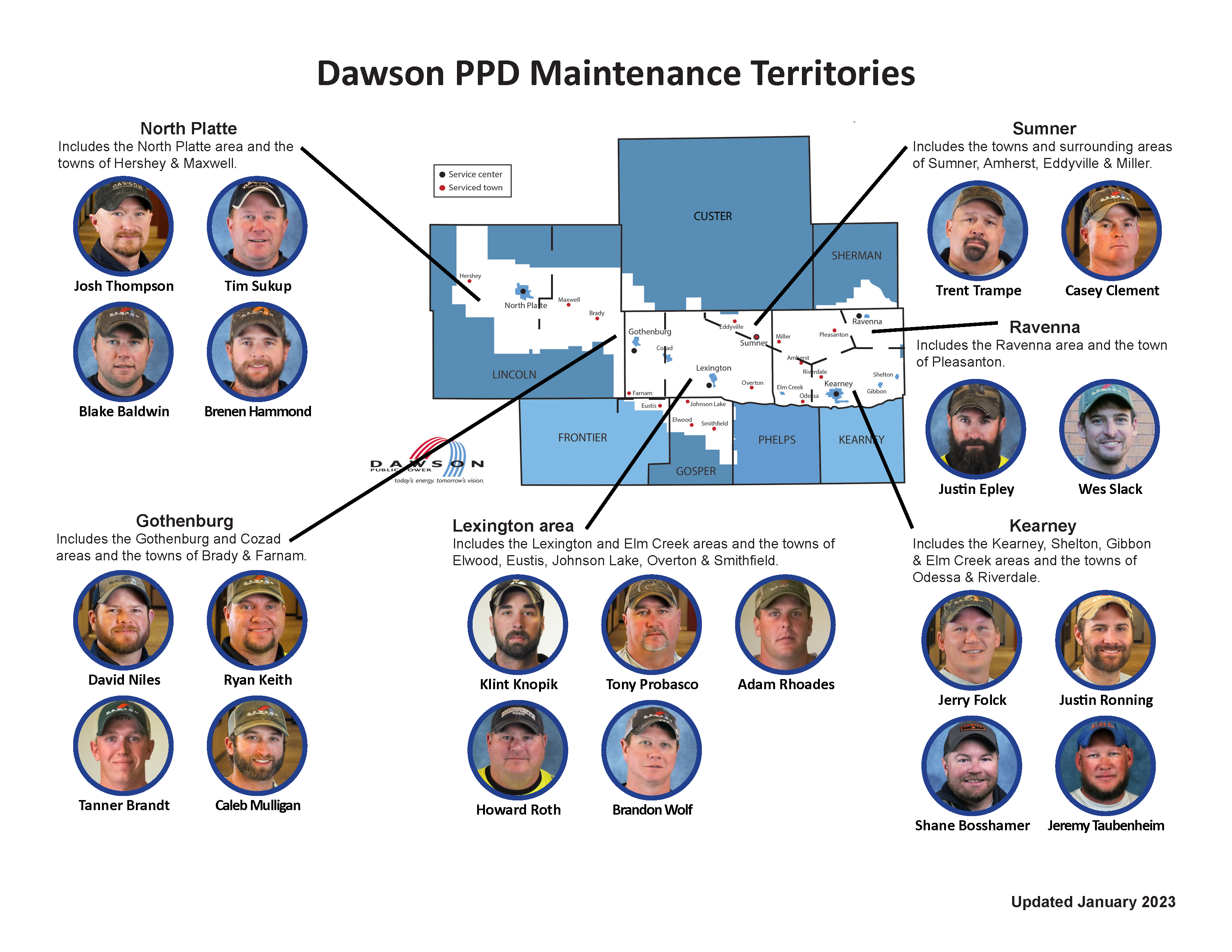 2023 Dawson PPD lineworker territory map