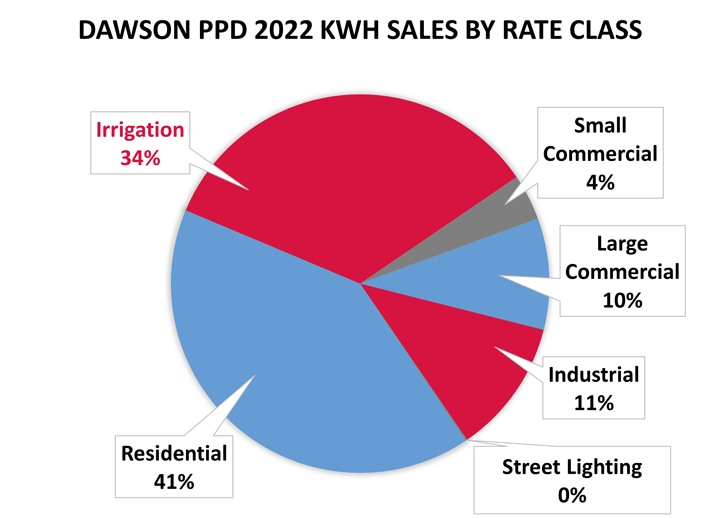 Dawson PPD 2022 kWh sales by rate class