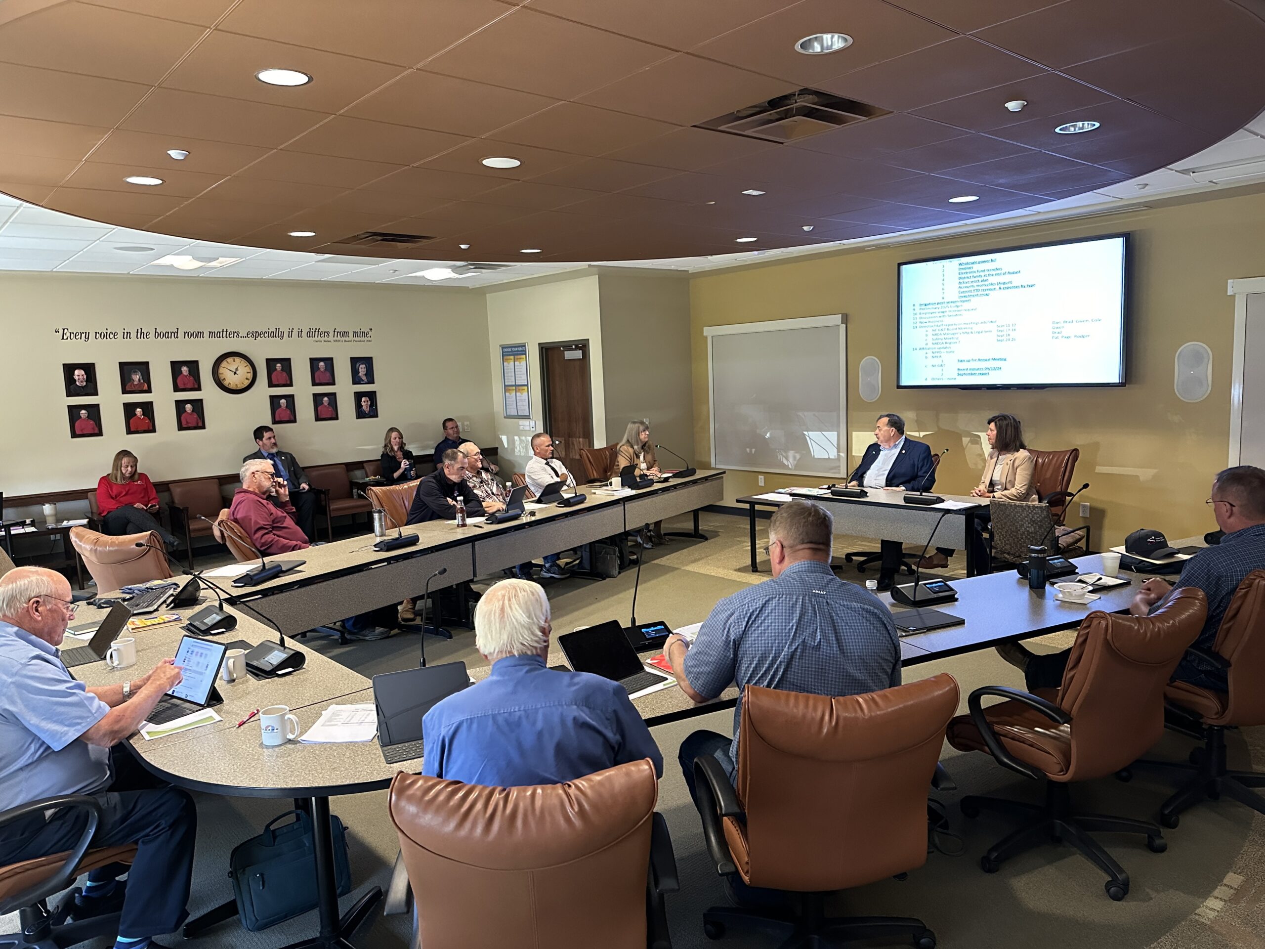 •	State Senators Teresa Ibach and Mike Jacobson spoke with Dawson PPD Board Members about the special session and current issues, and requested feedback from the board on issues they feel need to be addressed.